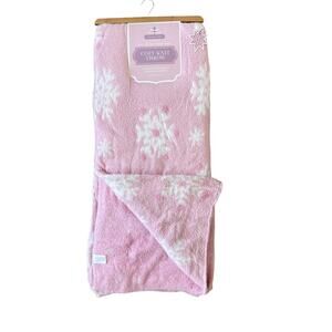 Envogue Snowflake Throw Blanket 50x70 Plush Pink & White Christmas Holiday NEW